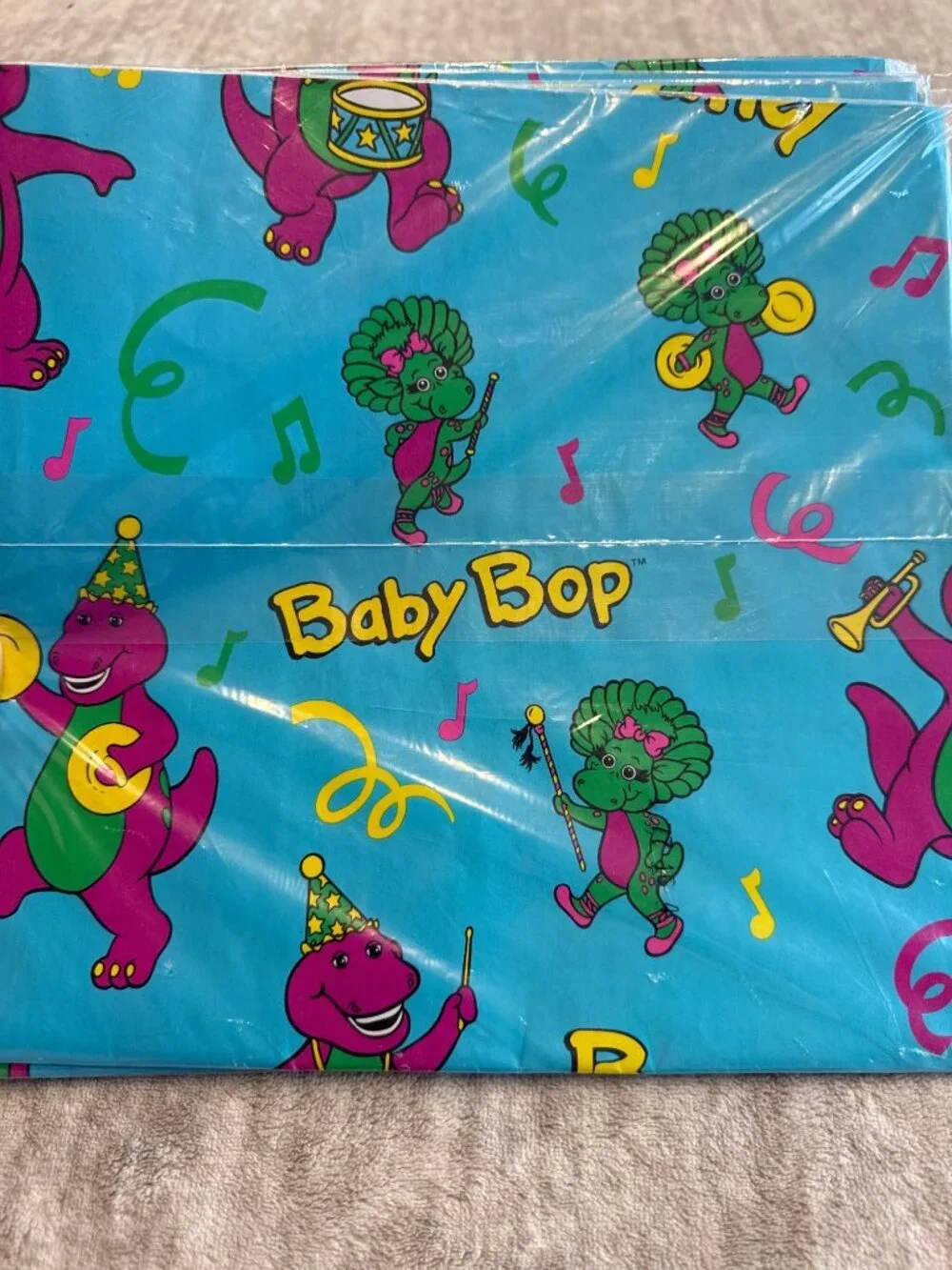 Vintage Barney Baby Bop 1993 Hallmark Gift Wrap Lot of 5 Brand New
